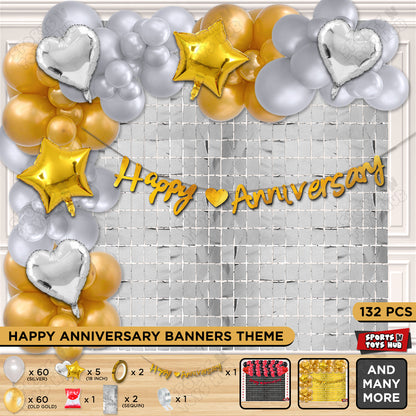 Happy Anniversary Gold Cursive Banner Arch Theme Collection