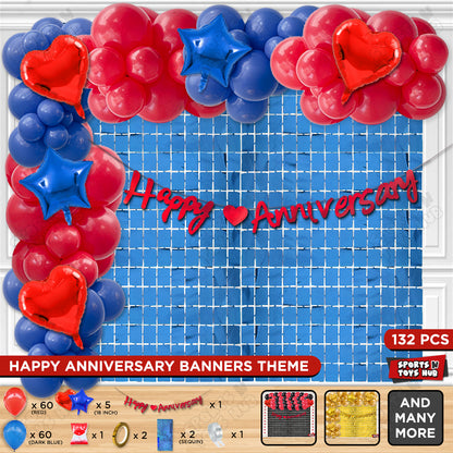 Happy Anniversary Red Cursive Banner Arch Theme Collection