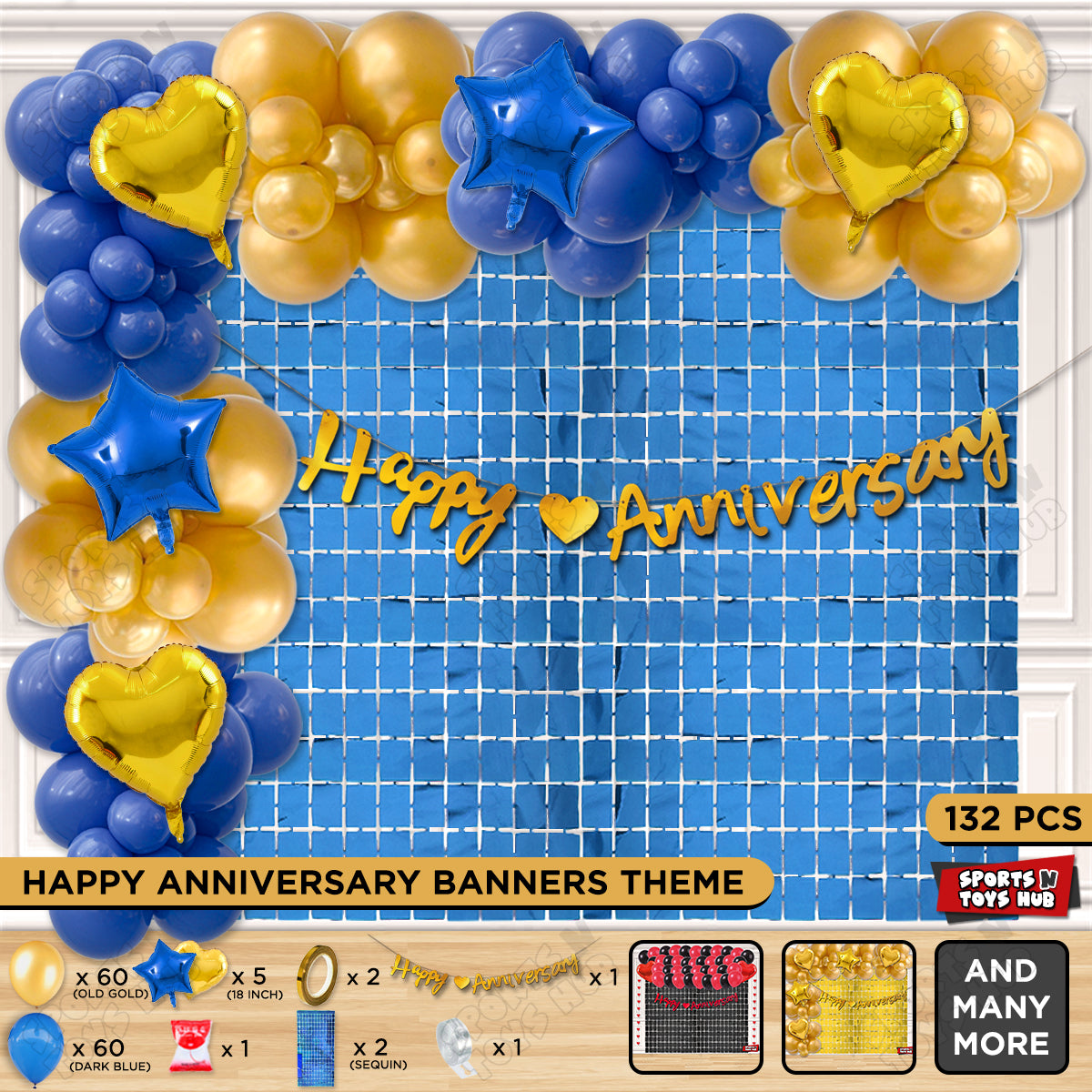 Happy Anniversary Gold Cursive Banner Arch Theme Collection