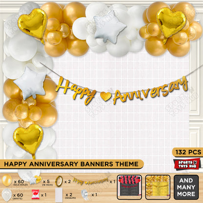 Happy Anniversary Gold Cursive Banner Arch Theme Collection