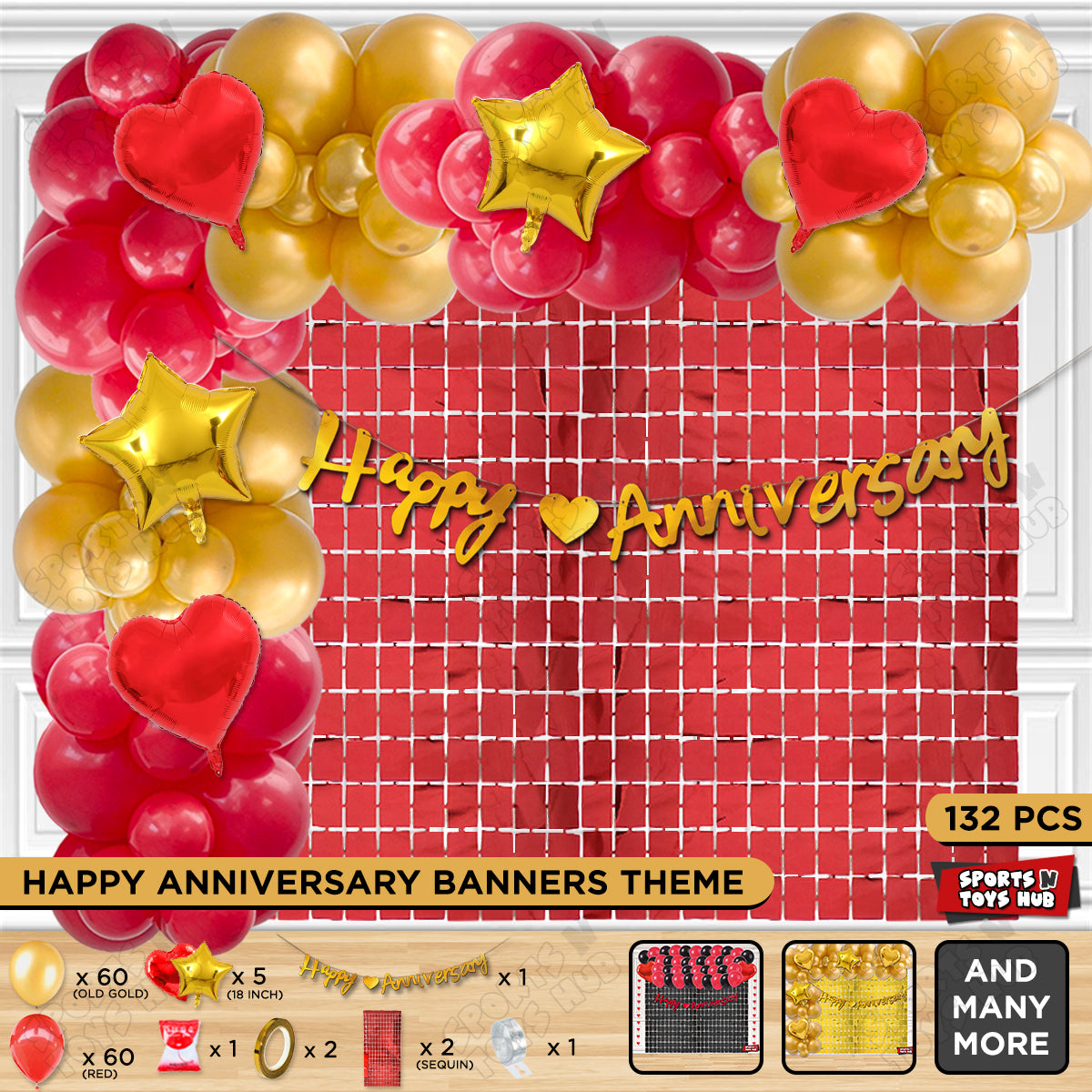 Happy Anniversary Gold Cursive Banner Arch Theme Collection