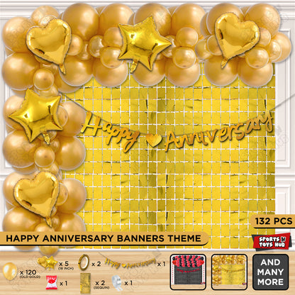 Happy Anniversary Gold Cursive Banner Arch Theme Collection