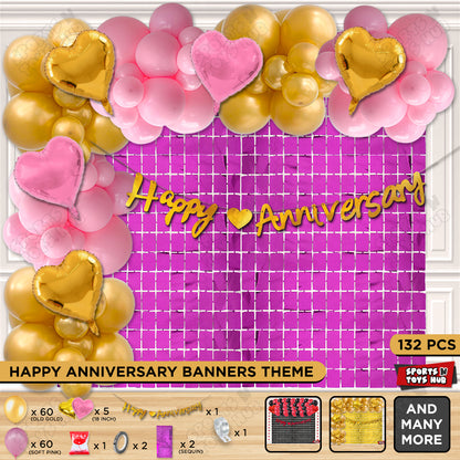 Happy Anniversary Gold Cursive Banner Arch Theme Collection