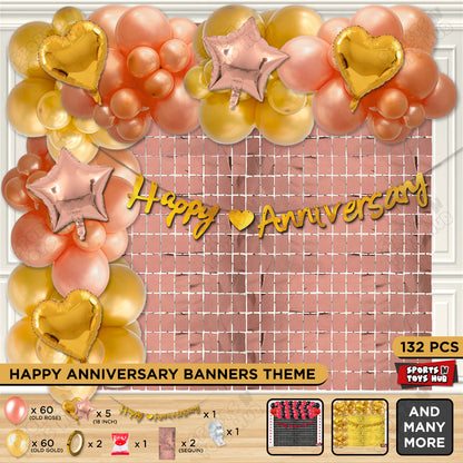 Happy Anniversary Gold Cursive Banner Arch Theme Collection