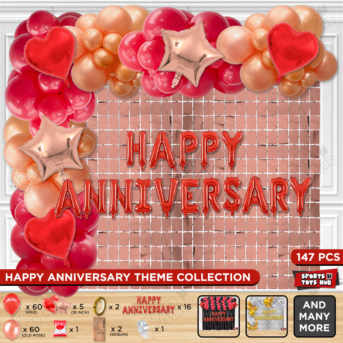 Happy Anniversary Red Foil Letter Arch Theme Collection