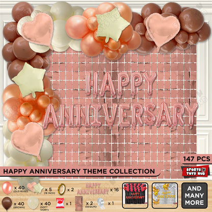 Happy Anniversary Rose Gold Vintage Foil Letter Arch Theme Collection