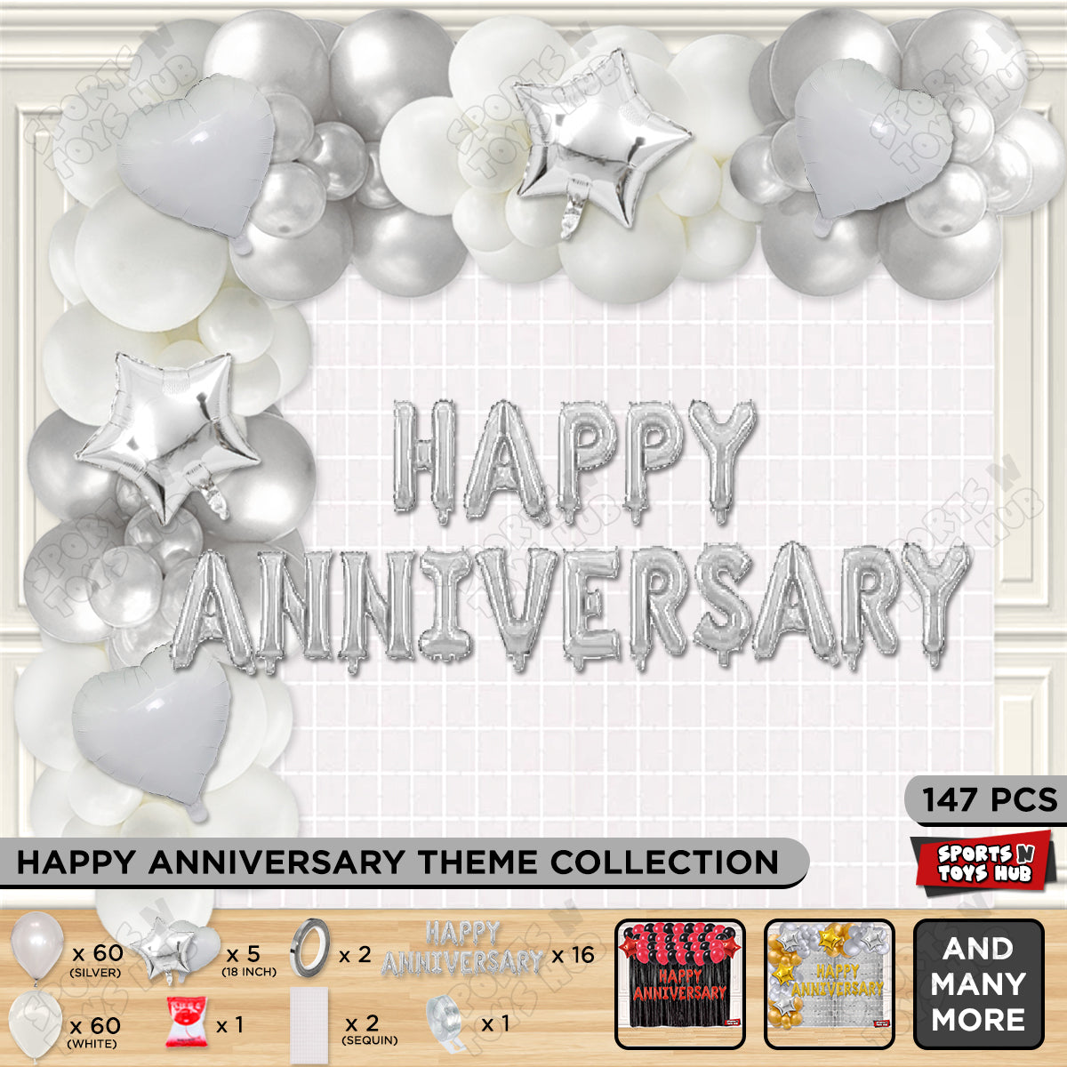 Happy Anniversary Silver Foil Letter Arch Theme Collection