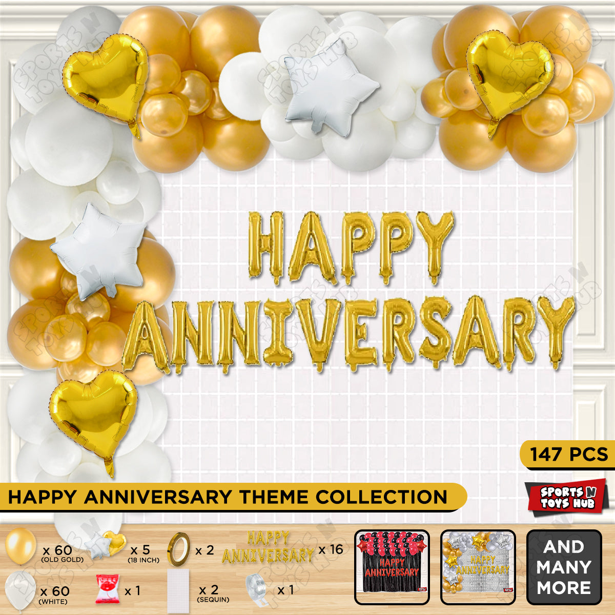 Happy Anniversary Gold Foil Letter Arch Theme Collection
