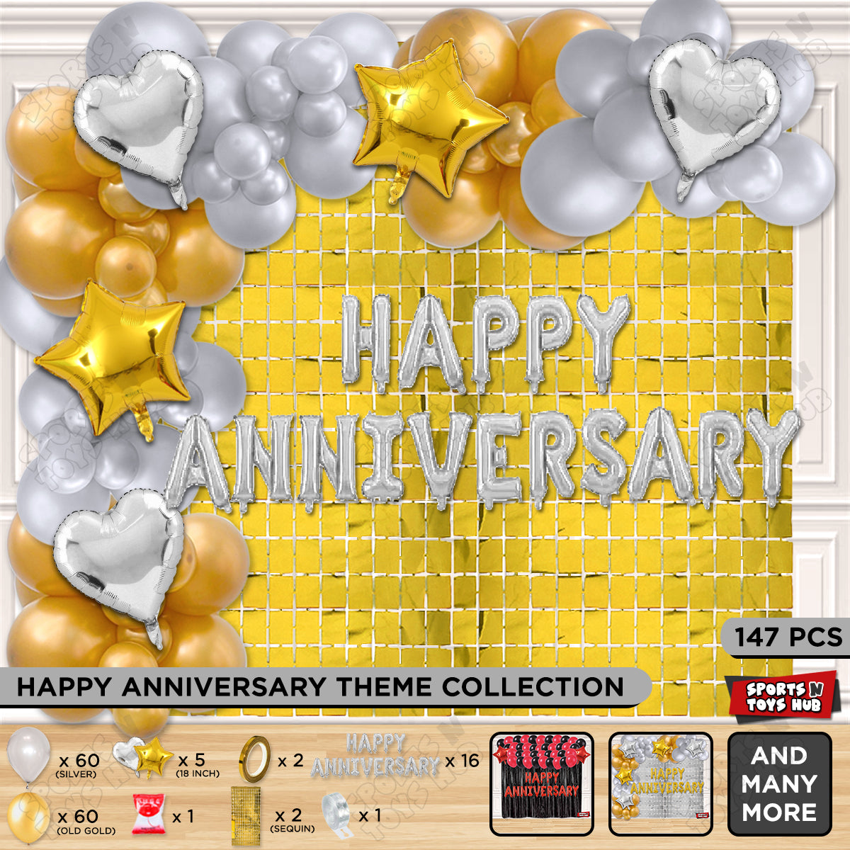 Happy Anniversary Silver Foil Letter Arch Theme Collection