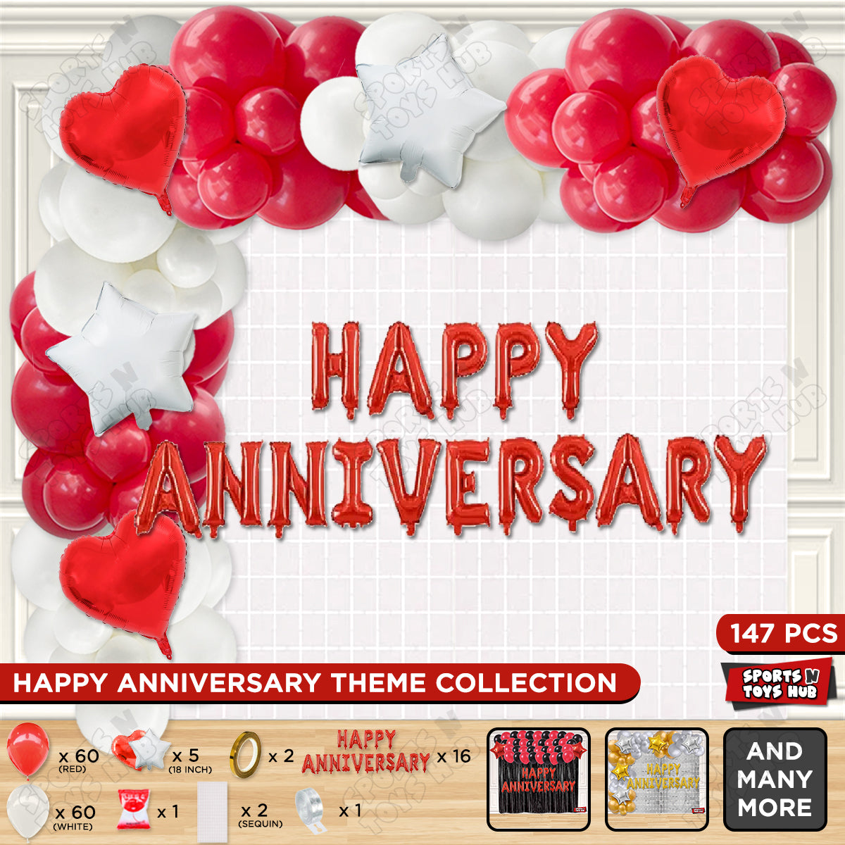 Happy Anniversary Red Foil Letter Arch Theme Collection
