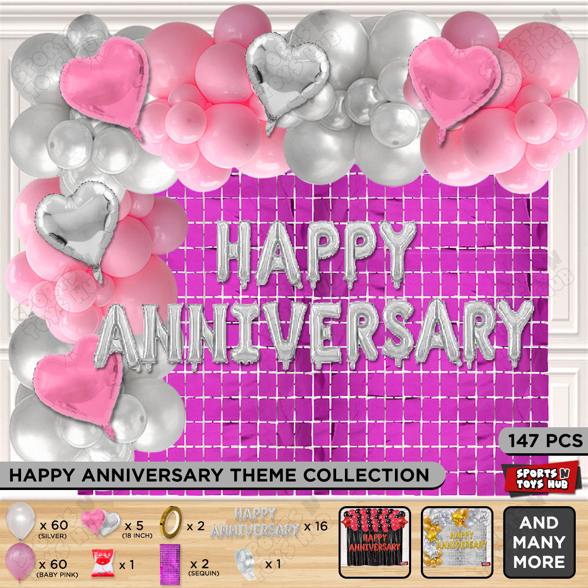Happy Anniversary Silver Foil Letter Arch Theme Collection