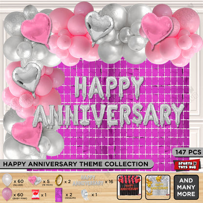 Happy Anniversary Silver Foil Letter Arch Theme Collection