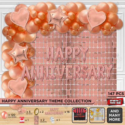 Happy Anniversary Rose Gold Foil Letter Arch Theme Collection