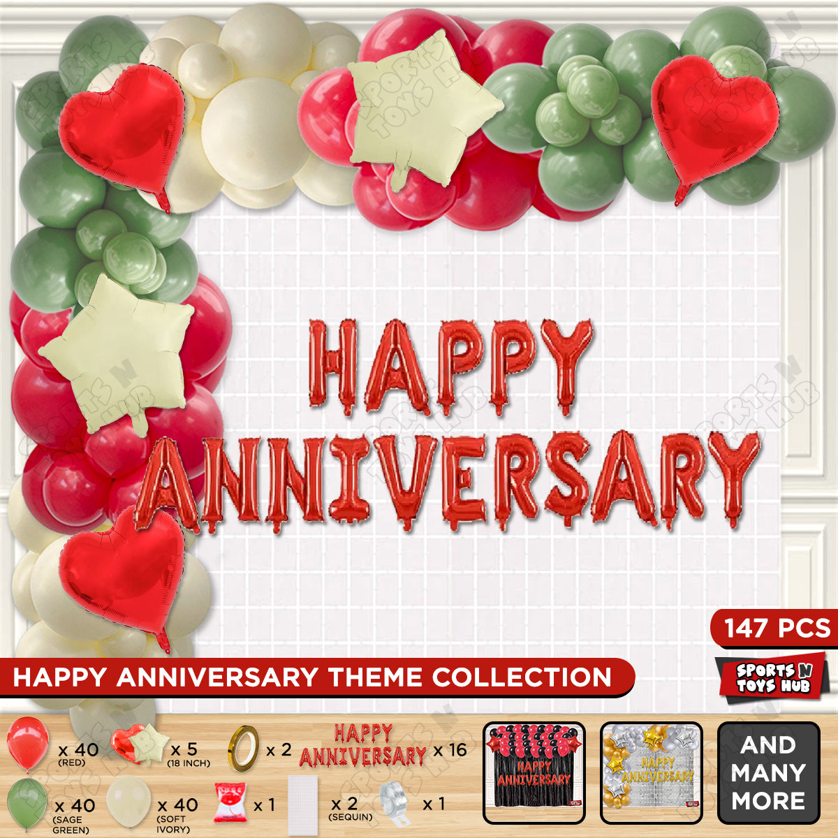 Happy Anniversary Red Foil Letter Arch Theme Collection