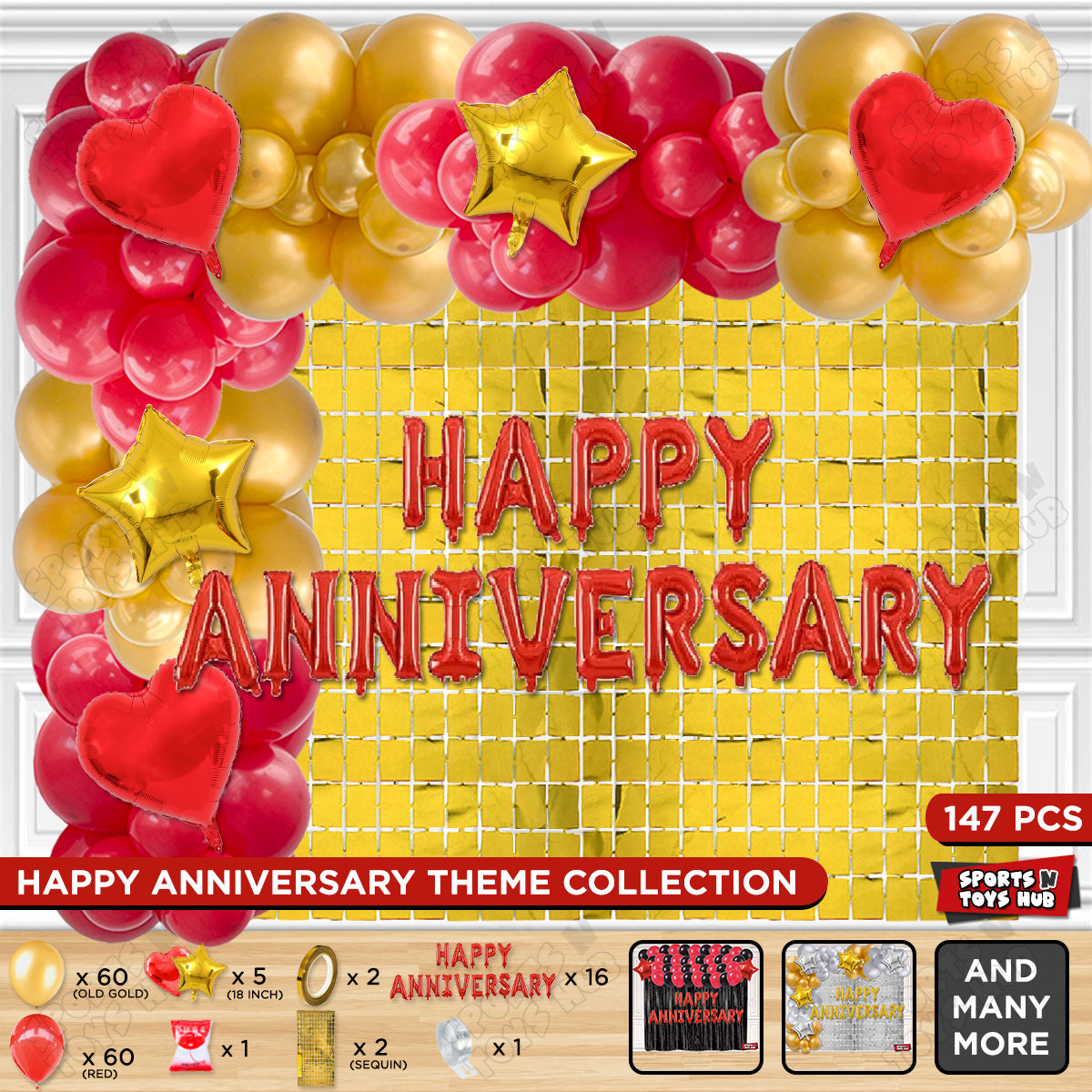 Happy Anniversary Red Foil Letter Arch Theme Collection
