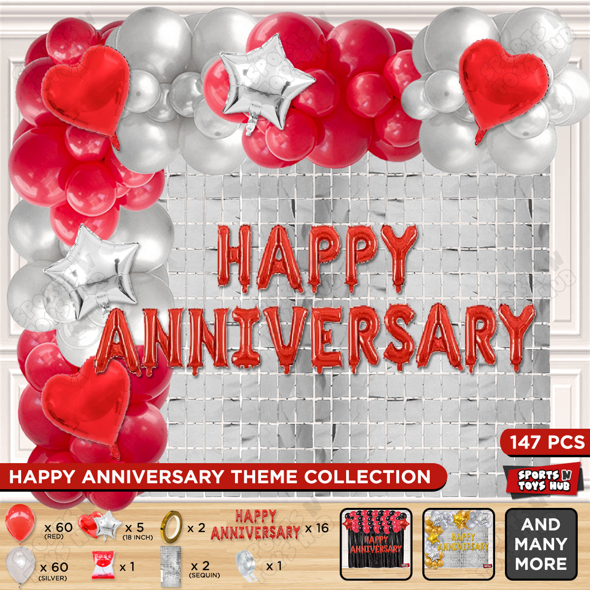 Happy Anniversary Red Foil Letter Arch Theme Collection