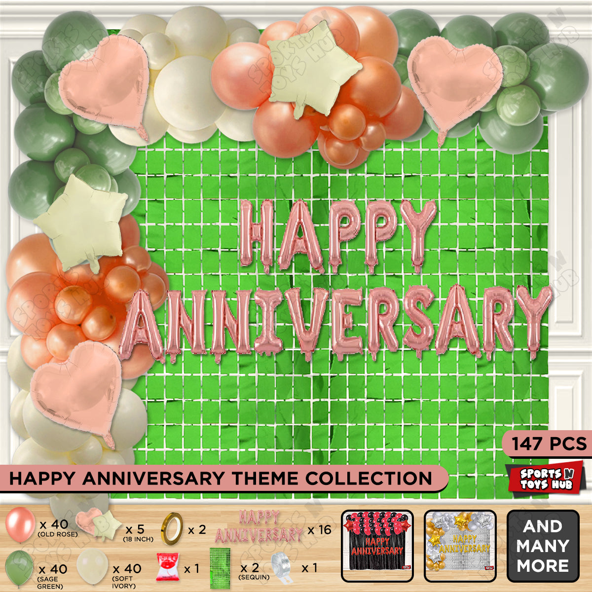 Happy Anniversary Rose Gold Vintage Foil Letter Arch Theme Collection