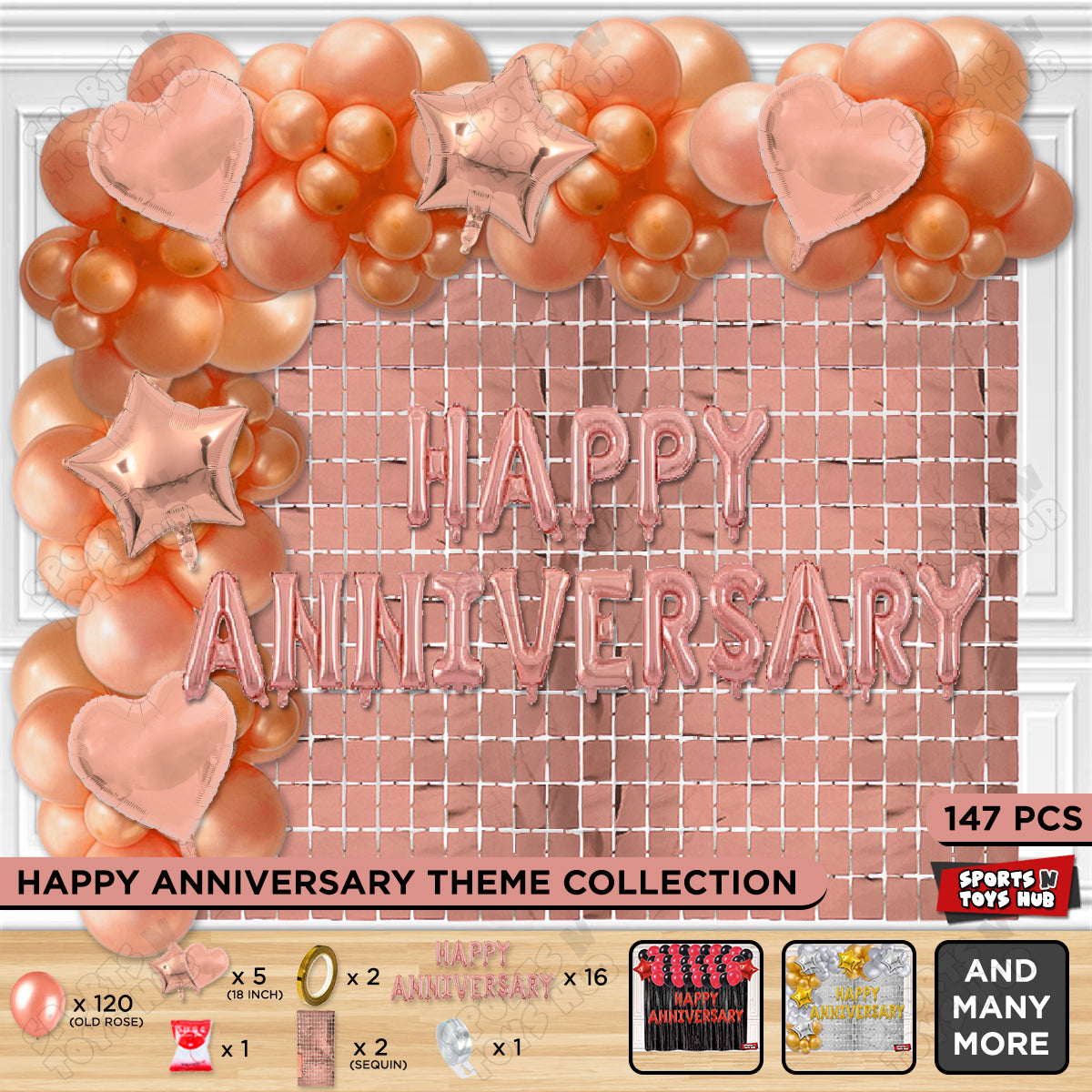 Happy Anniversary Rose Gold Foil Letter Arch Theme Collection