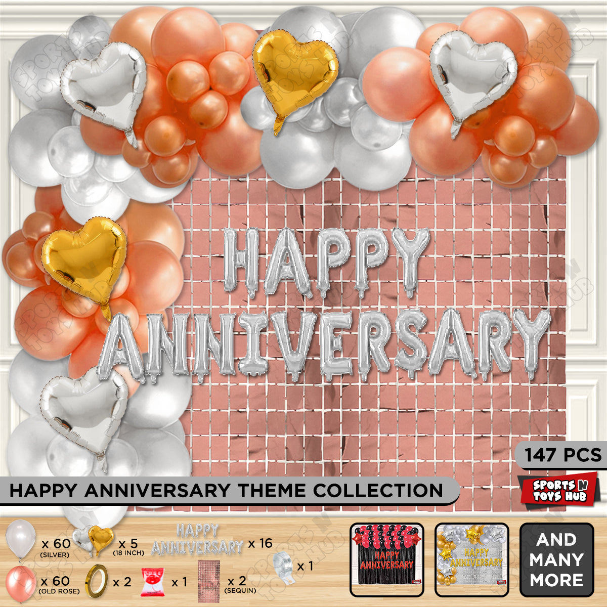 Happy Anniversary Silver Foil Letter Arch Theme Collection