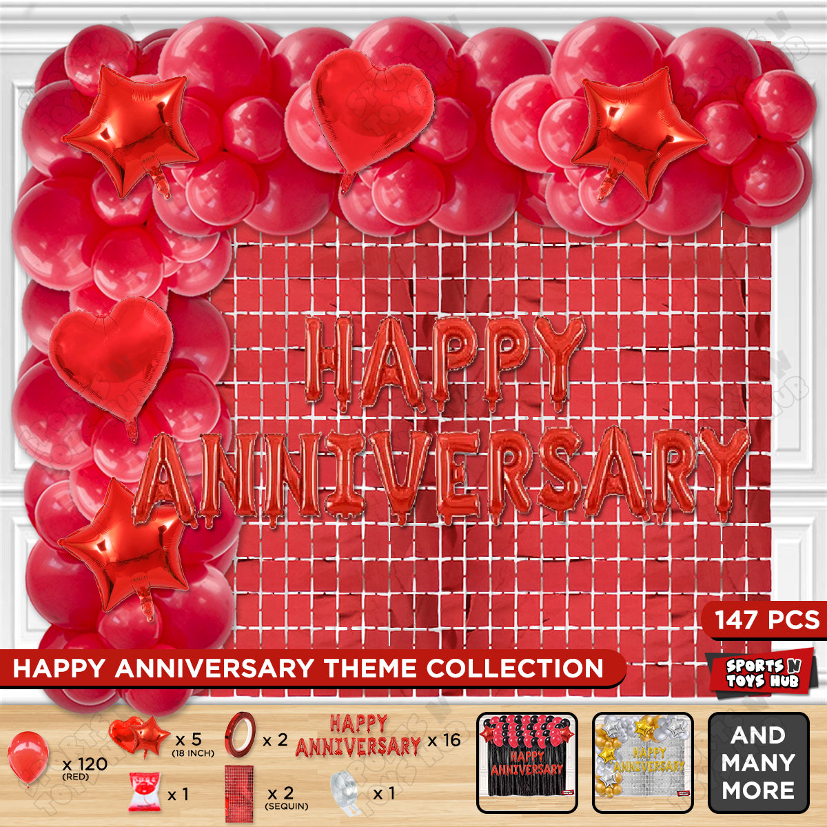 Happy Anniversary Red Foil Letter Arch Theme Collection