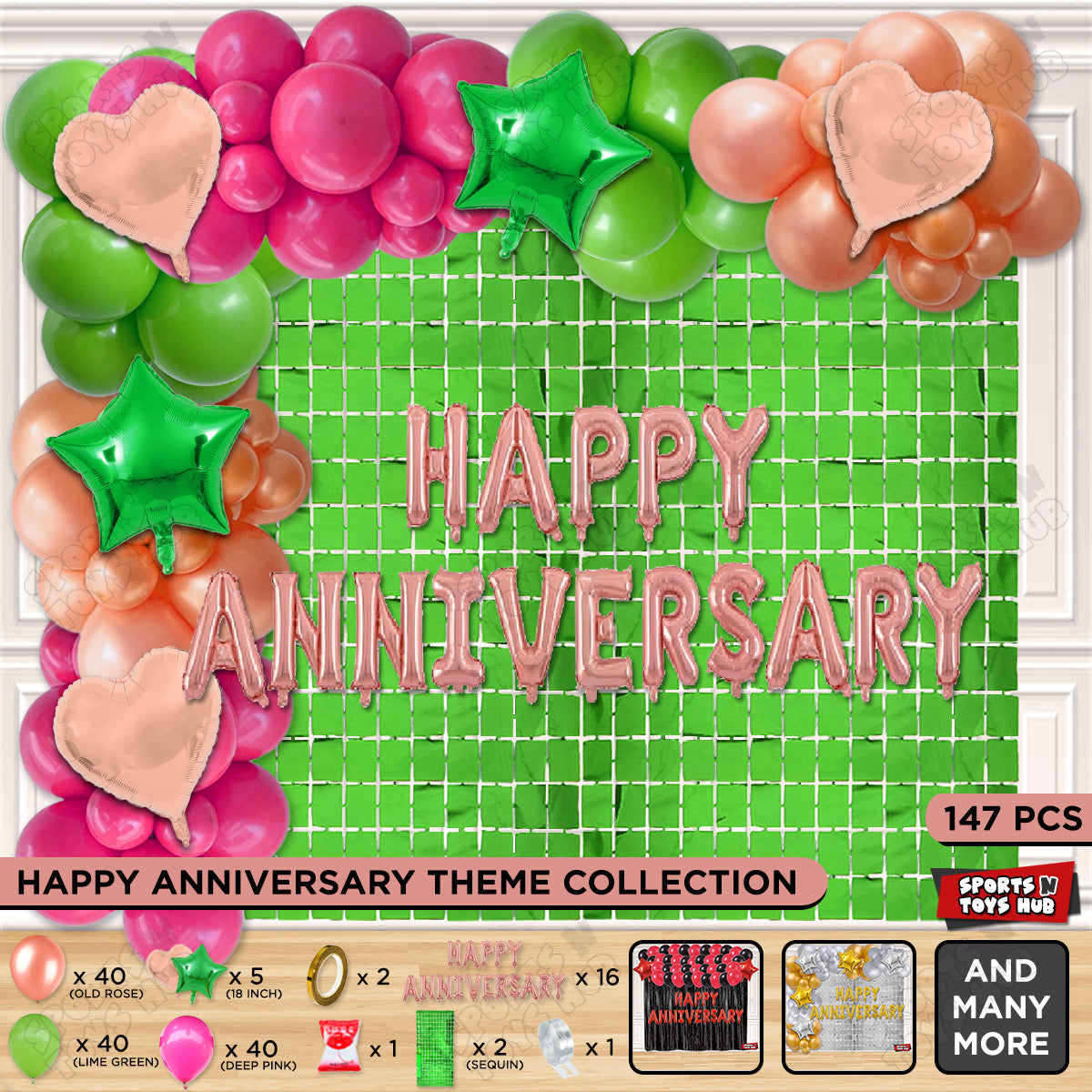 Happy Anniversary Rose Gold Vintage Foil Letter Arch Theme Collection