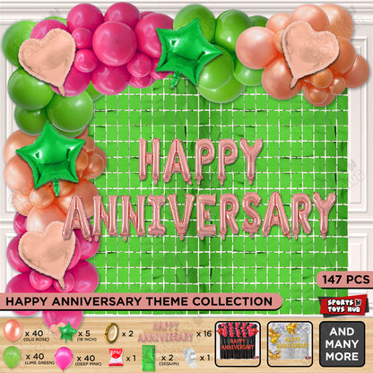 Happy Anniversary Rose Gold Vintage Foil Letter Arch Theme Collection