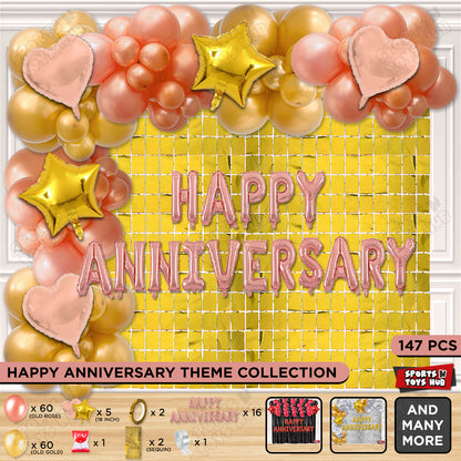 Happy Anniversary Rose Gold Foil Letter Arch Theme Collection