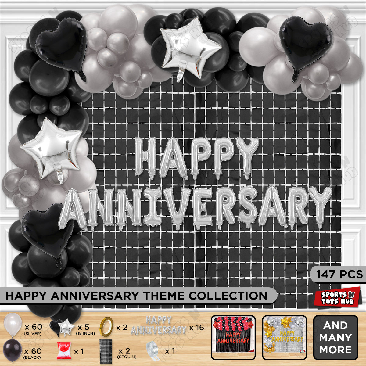 Happy Anniversary Silver Foil Letter Arch Theme Collection