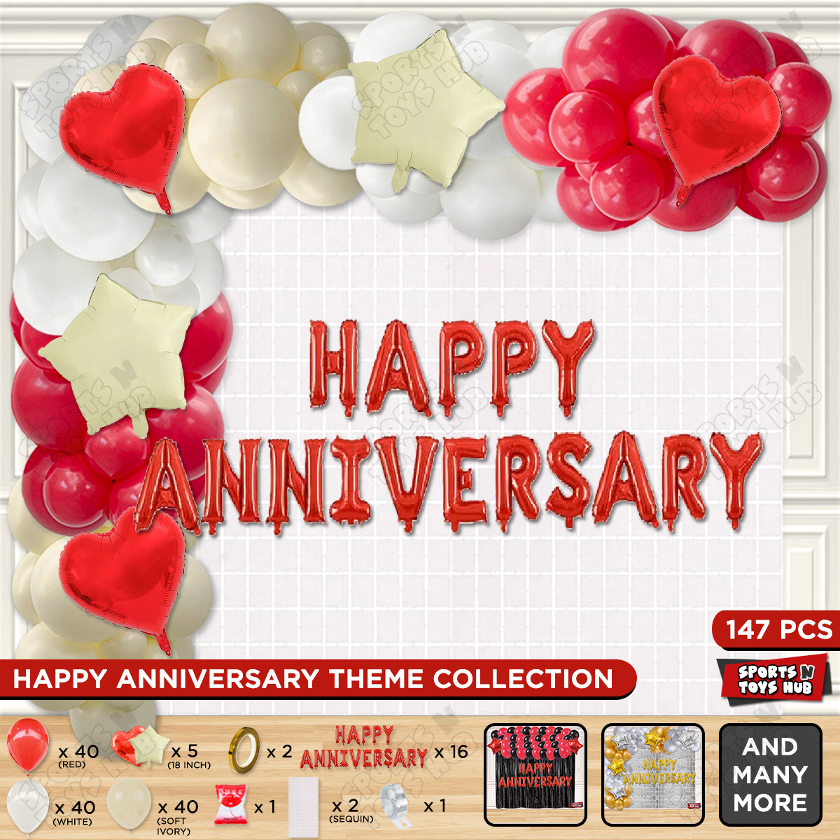 Happy Anniversary Red Foil Letter Arch Theme Collection