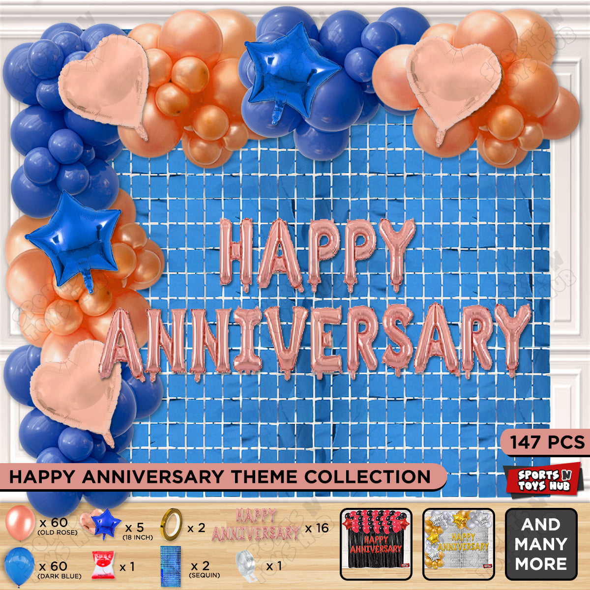 Happy Anniversary Rose Gold Foil Letter Arch Theme Collection