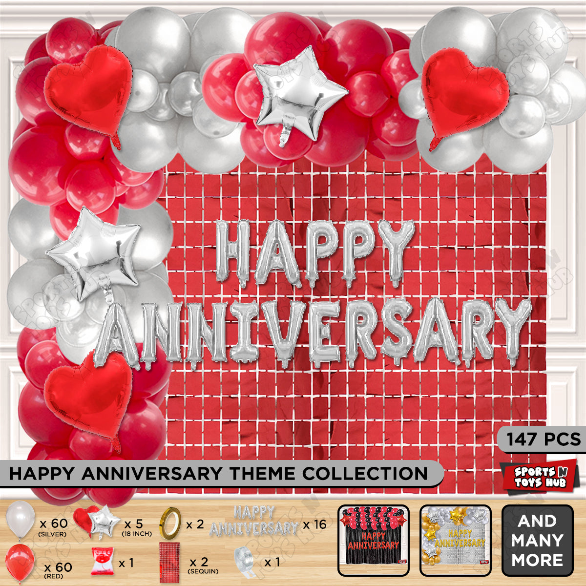 Happy Anniversary Silver Foil Letter Arch Theme Collection