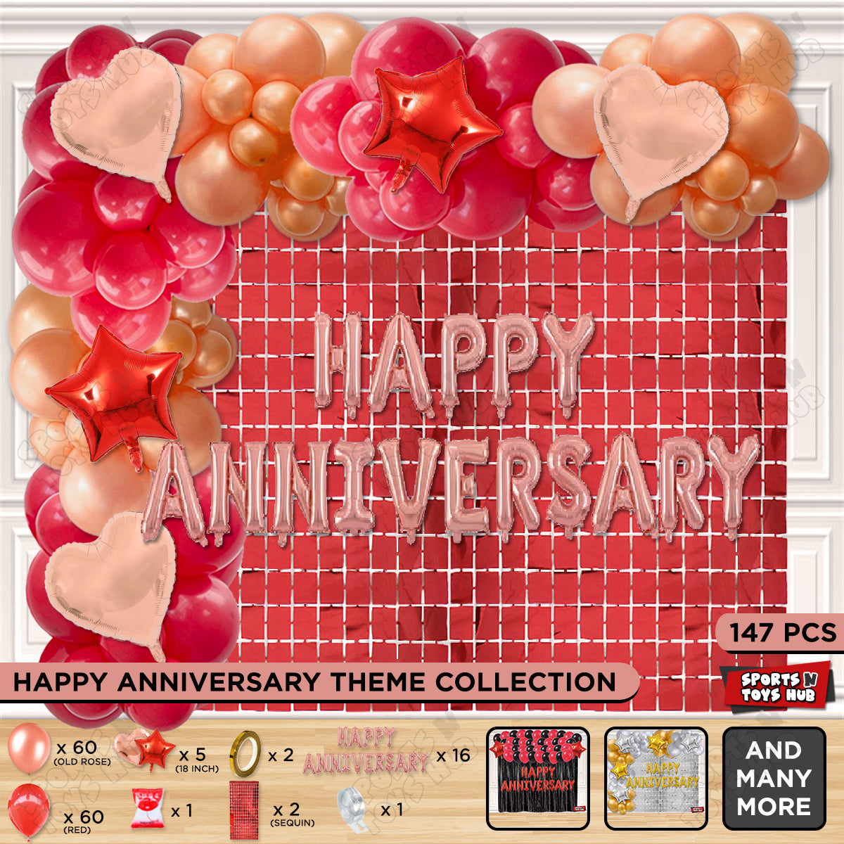 Happy Anniversary Rose Gold Foil Letter Arch Theme Collection