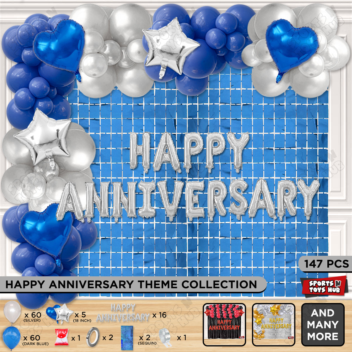 Happy Anniversary Silver Foil Letter Arch Theme Collection