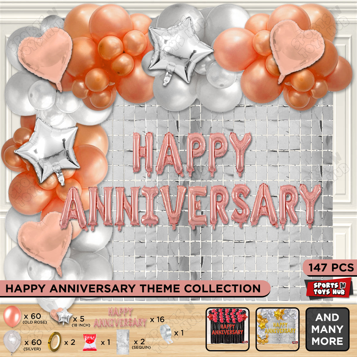 Happy Anniversary Rose Gold Foil Letter Arch Theme Collection