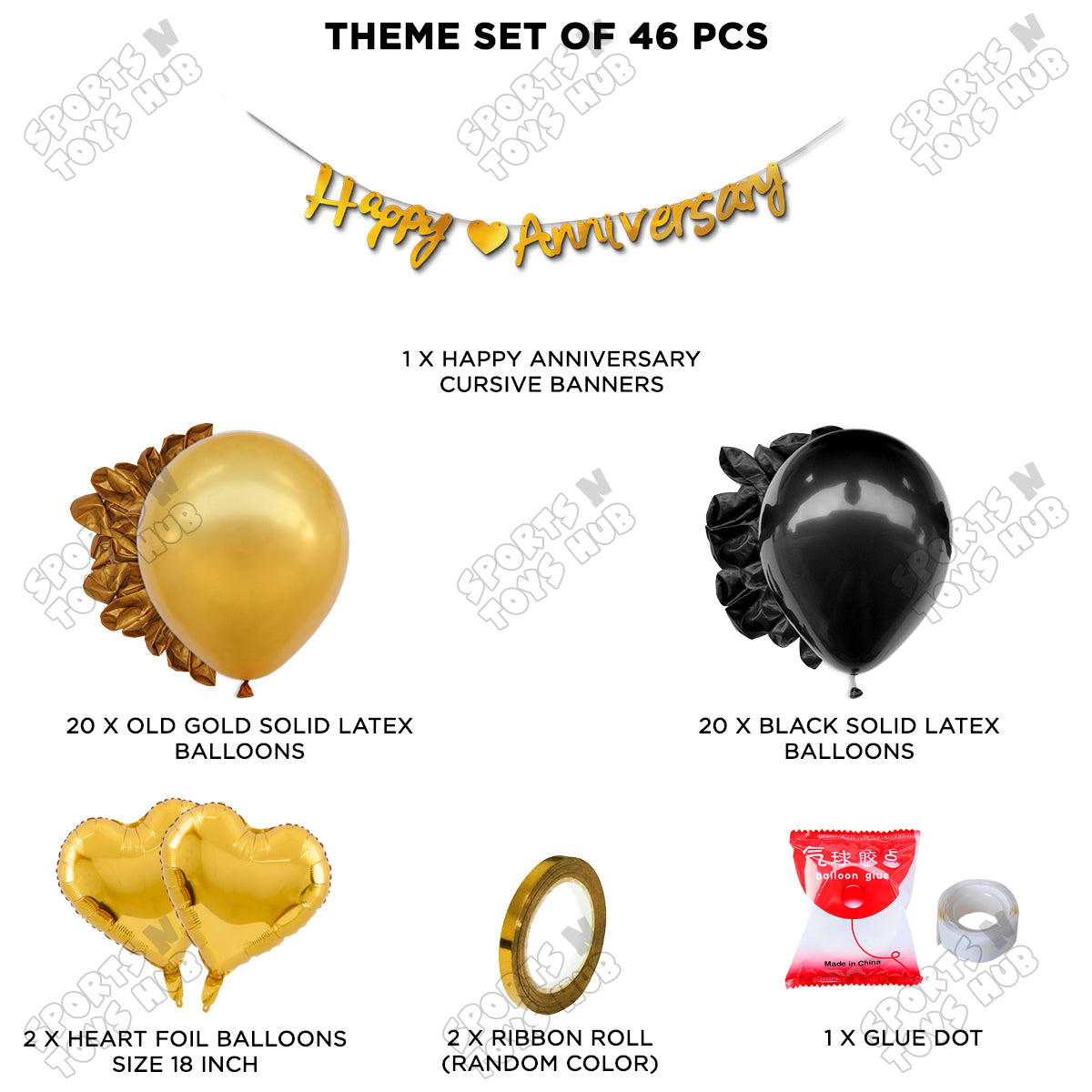 Happy Anniversary Gold Cursive Banner Garland Theme Collection