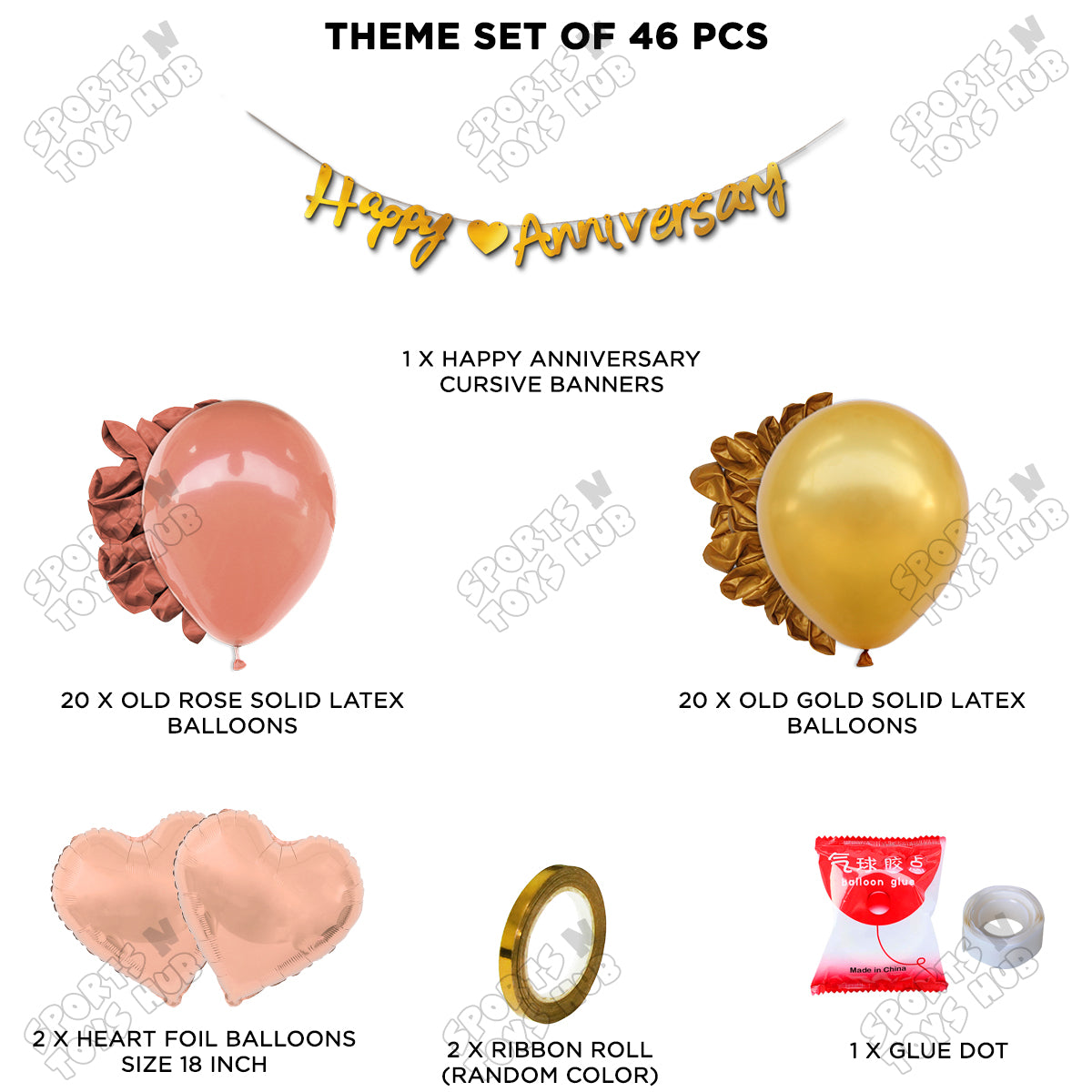 Happy Anniversary Gold Cursive Banner Garland Theme Collection