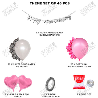 Happy Anniversary Silver Cursive Banner Garland Theme Collection