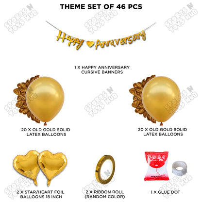 Happy Anniversary Gold Cursive Banner Garland Theme Collection