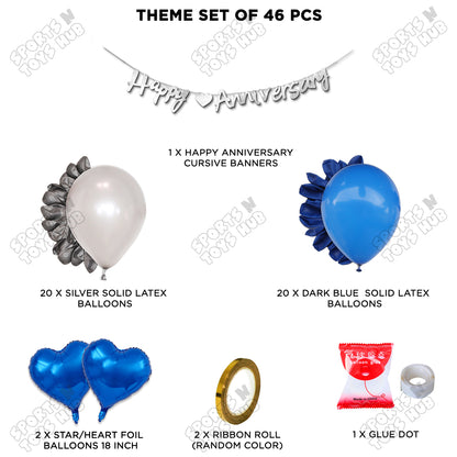 Happy Anniversary Silver Cursive Banner Garland Theme Collection