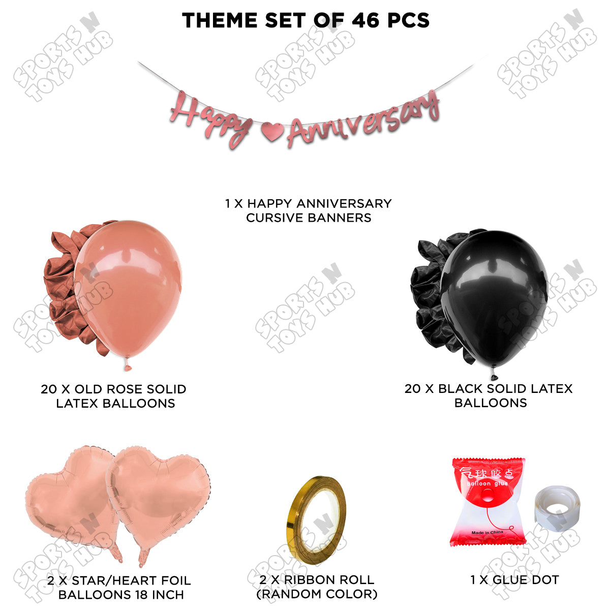 Happy Anniversary Rose Gold Cursive Banner Garland Theme Collection