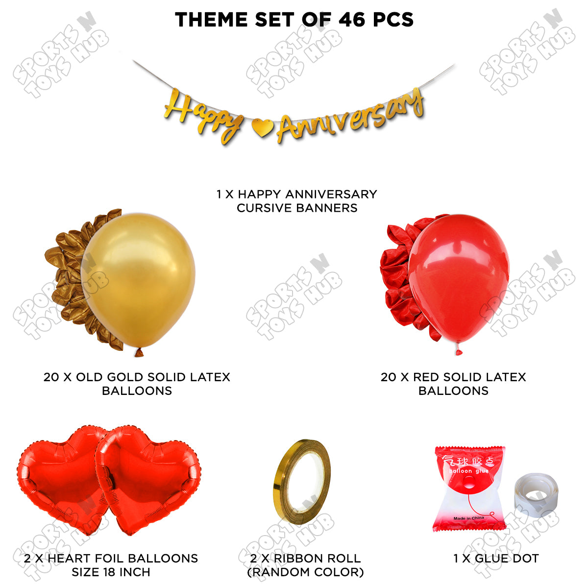 Happy Anniversary Gold Cursive Banner Garland Theme Collection