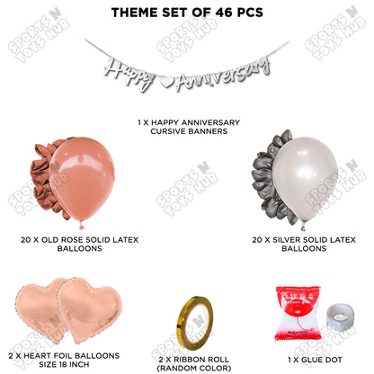 Happy Anniversary Silver Cursive Banner Garland Theme Collection