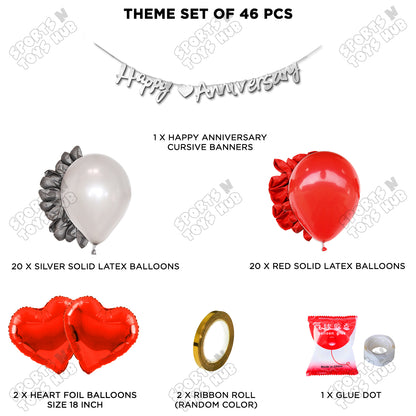 Happy Anniversary Silver Cursive Banner Garland Theme Collection