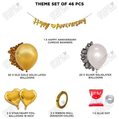 Happy Anniversary Gold Cursive Banner Garland Theme Collection
