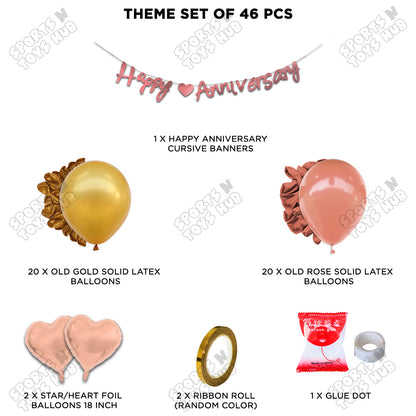 Happy Anniversary Rose Gold Cursive Banner Garland Theme Collection