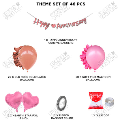 Happy Anniversary Rose Gold Cursive Banner Garland Theme Collection