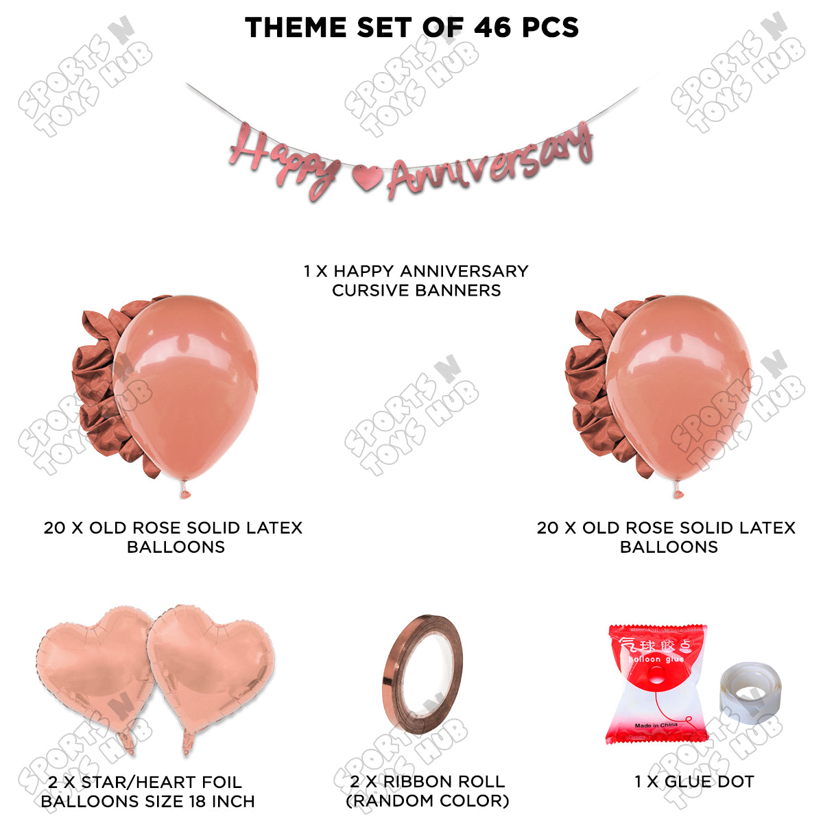 Happy Anniversary Rose Gold Cursive Banner Garland Theme Collection