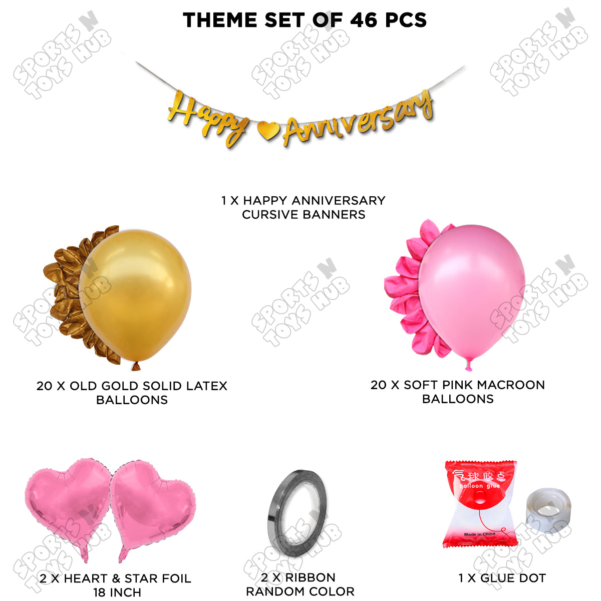 Happy Anniversary Gold Cursive Banner Garland Theme Collection