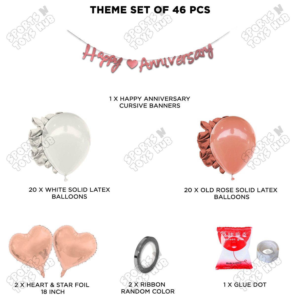 Happy Anniversary Rose Gold Cursive Banner Garland Theme Collection