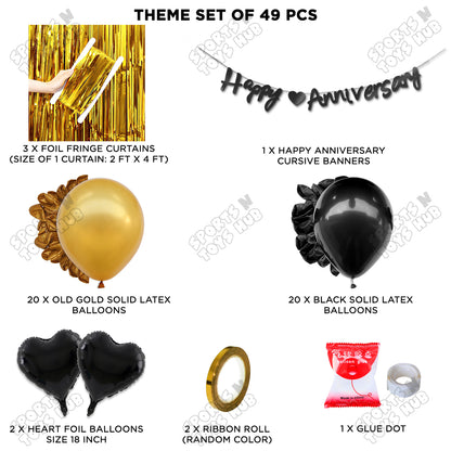 Happy Anniversary Black Cursive Banner Curtain Theme Collection